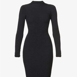 Hunza G Textured Clara Cutout Black Nylon Mini Dress